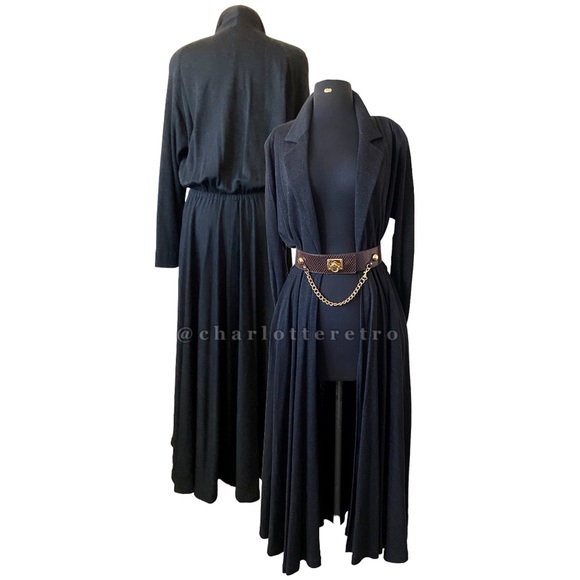 vtg Donna Karan Wool Coat Dress w Pockets • USA - Picture 4 of 14